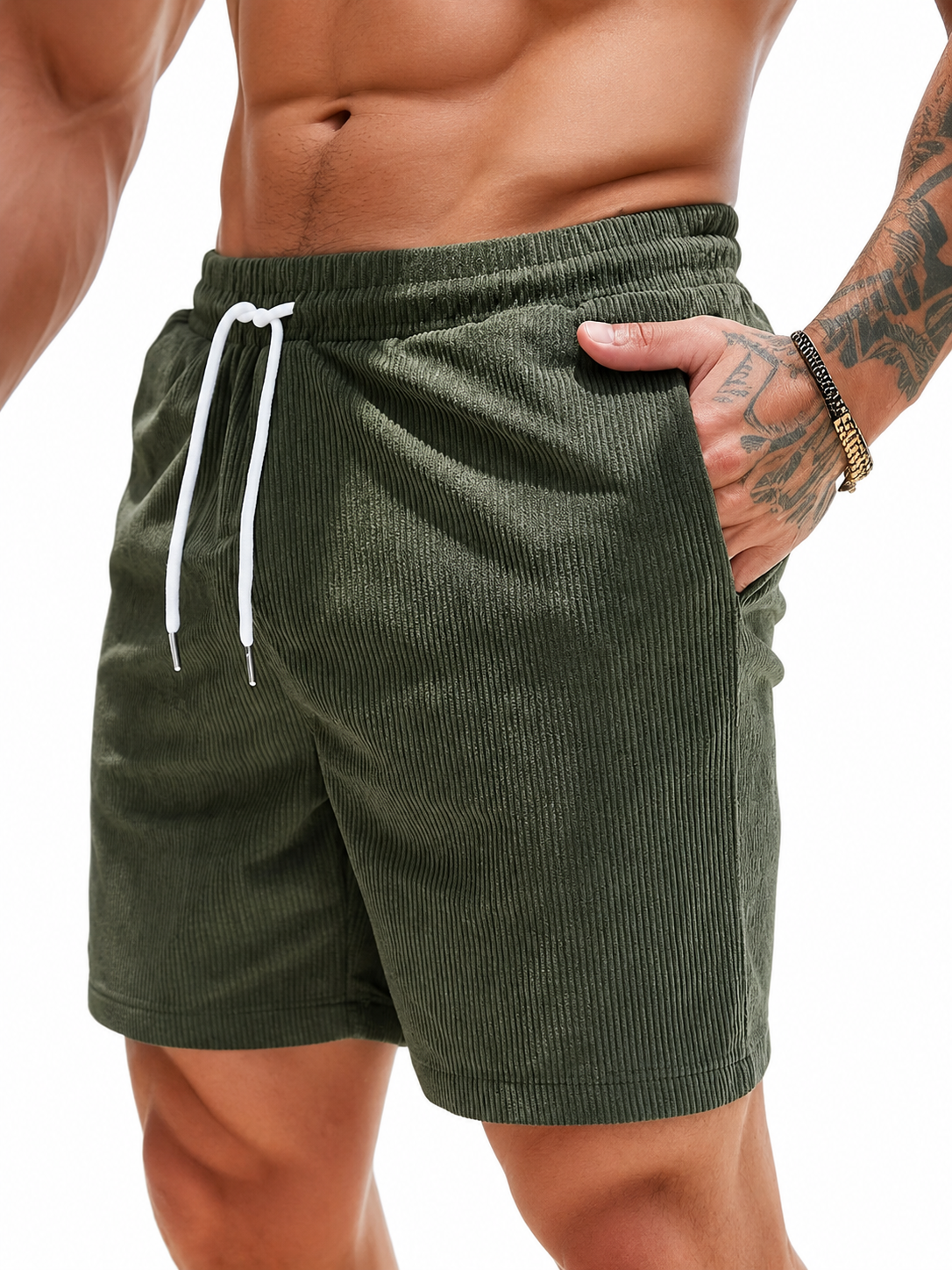 Elastic Waist Shorts with Side Pockets