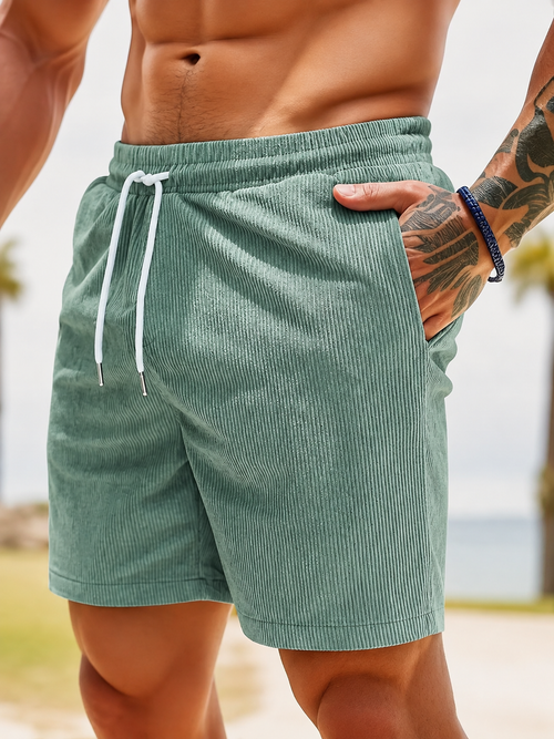 Elastic Waist Shorts with Side Pockets