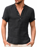 Men's Button Placket Shirt with Rolled Cuffs