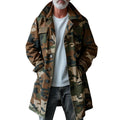 Men's Camouflage Cargo Trench Coat with Pockets