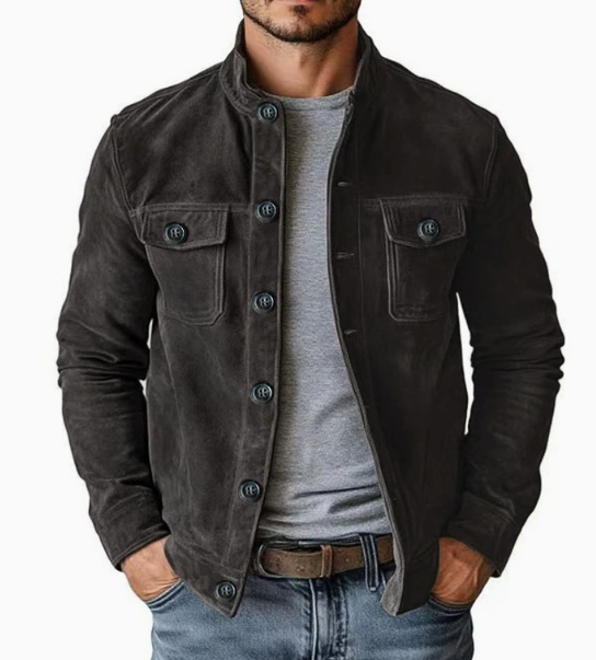 Men's Cotton Stand Collar Casual Button Jacket