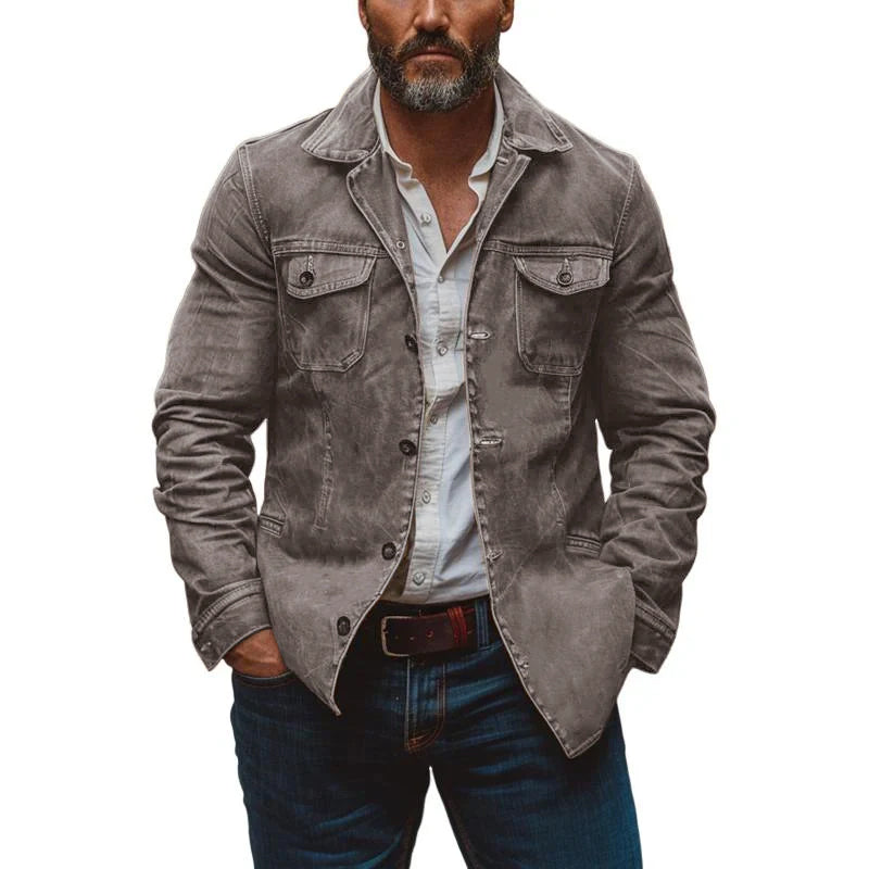 Men's Denim-Style Utility Jacket