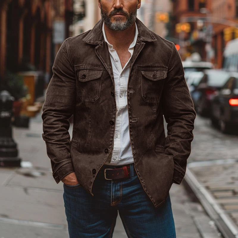 Men's Denim-Style Utility Jacket