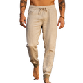 Men's Elastic Waist Trousers with Ribbed Ankle Cuffs