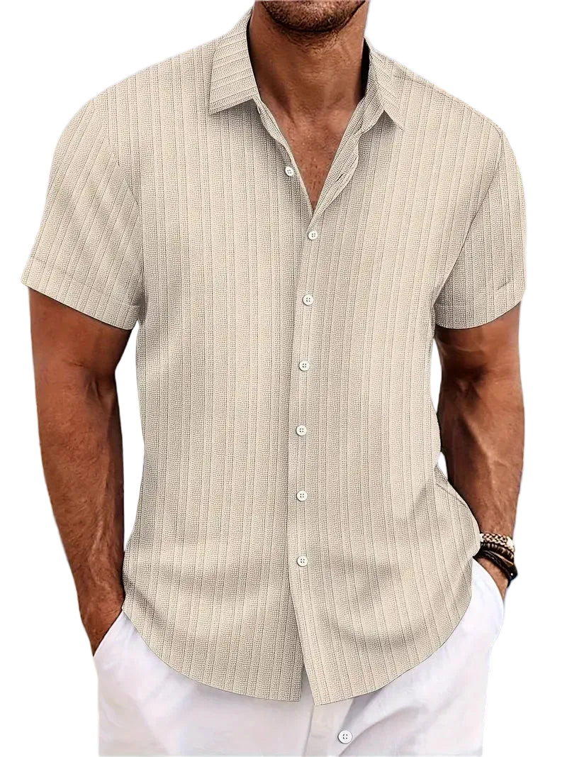 Men's Folded Collar Shirt with Curved Hem