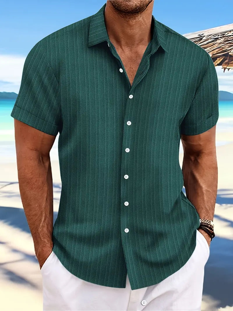 Men's Folded Collar Shirt with Curved Hem