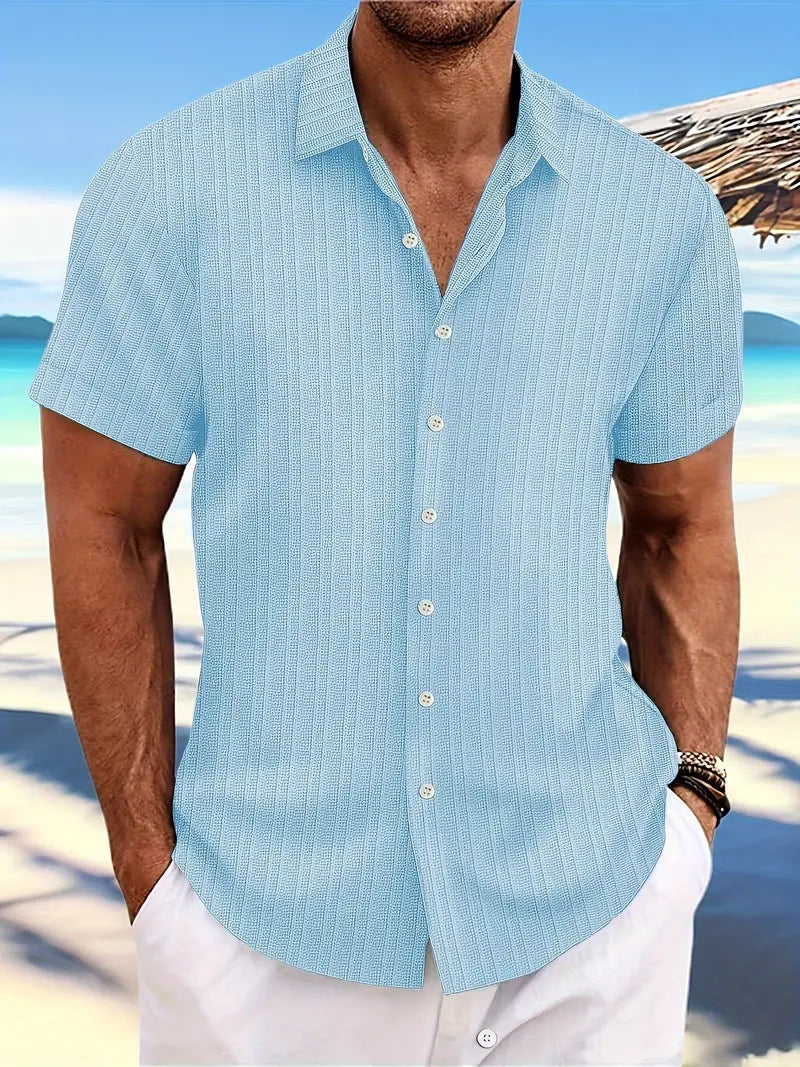 Men's Folded Collar Shirt with Curved Hem