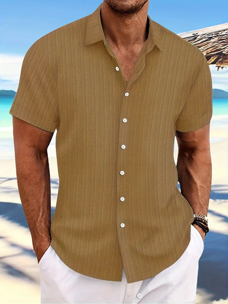 Men's Folded Collar Shirt with Curved Hem