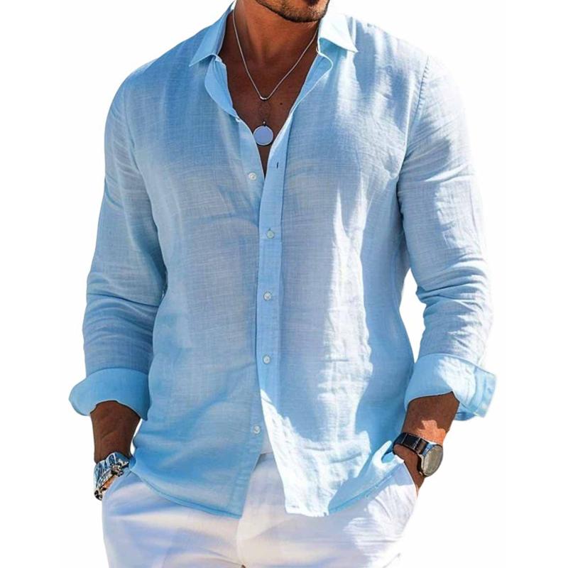 Men's Long Sleeve Casual Linen Shirt