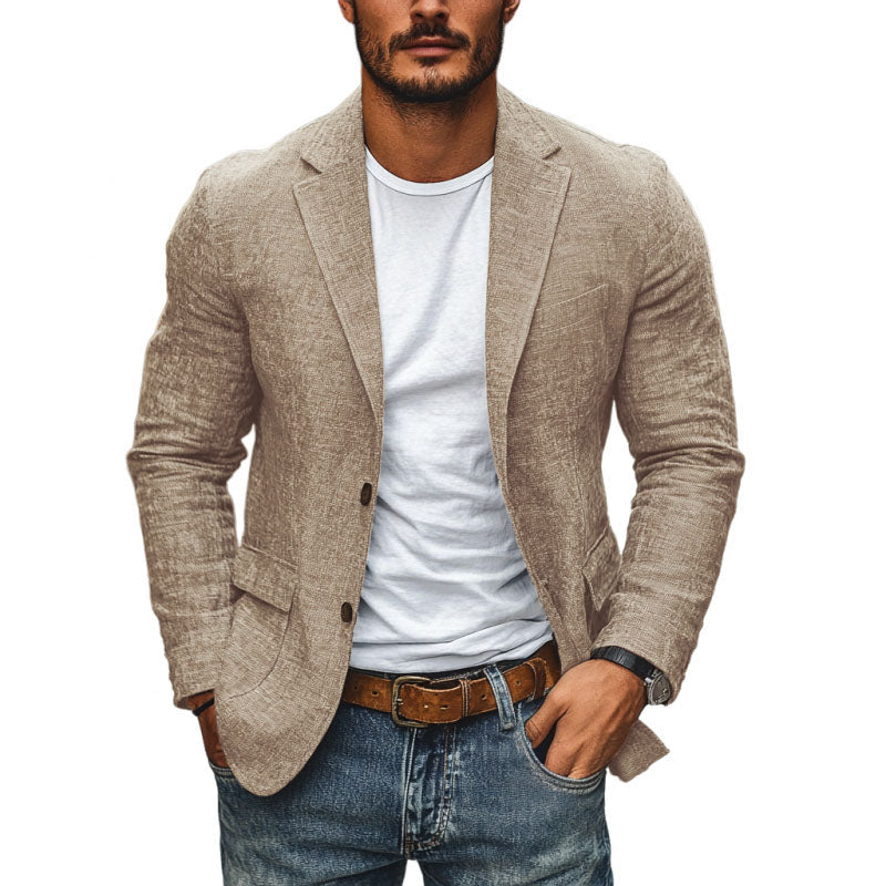 Men's Notched Lapel Blazer with Flap Pockets