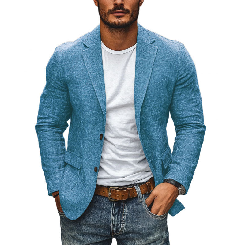 Men's Notched Lapel Blazer with Flap Pockets