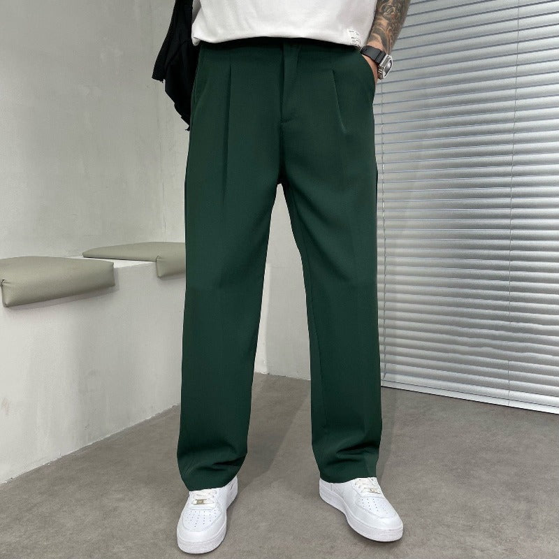 Men's Pleated Trousers with Wide-Leg Cut