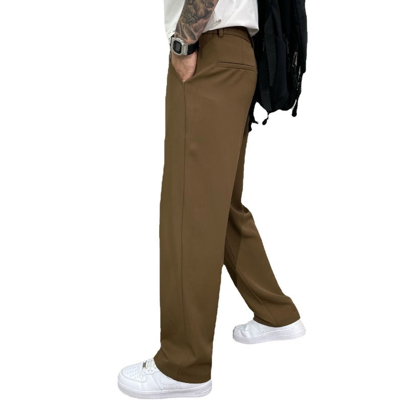 Men's Pleated Trousers with Wide-Leg Cut