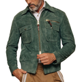 Men's Retro Lapel Suede Zip-Up Jacket