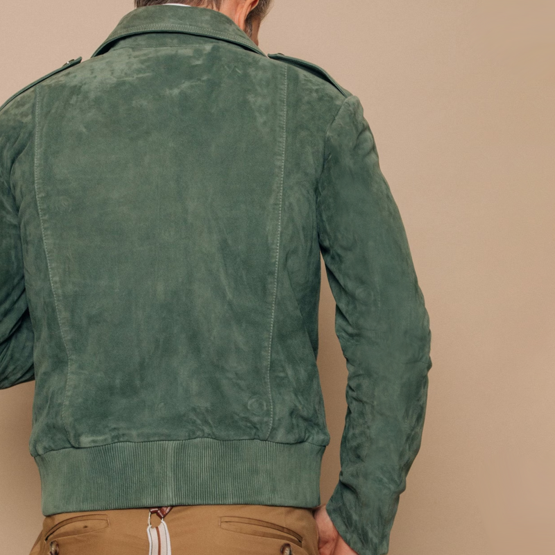 Men's Retro Lapel Suede Zip-Up Jacket