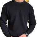 Men's Solid Vertically Ribbed Knit Sweater