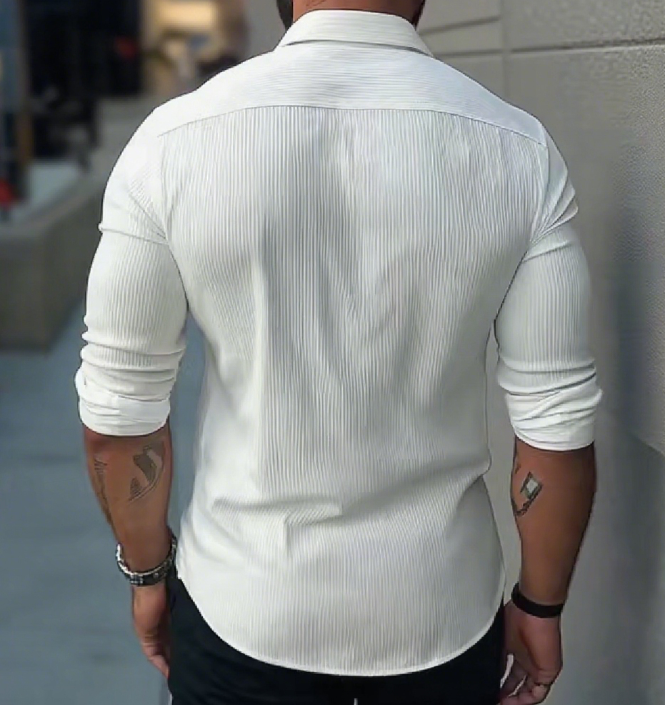 Men's Stand Collar Long Sleeve Casual Shirt