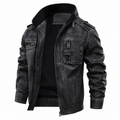 Men's Stand Collar Zip-Front Jacket with Epaulettes
