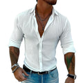 Men's Striped Long Sleeve Linen Shirt