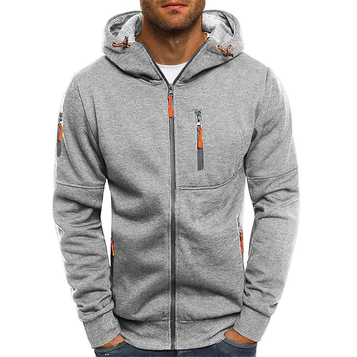 Men's Utility Hoodie with Multiple Zippered Pockets