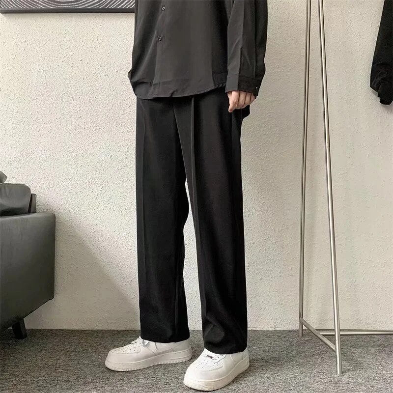 Men's Wide-Leg Trousers with Front Pleats