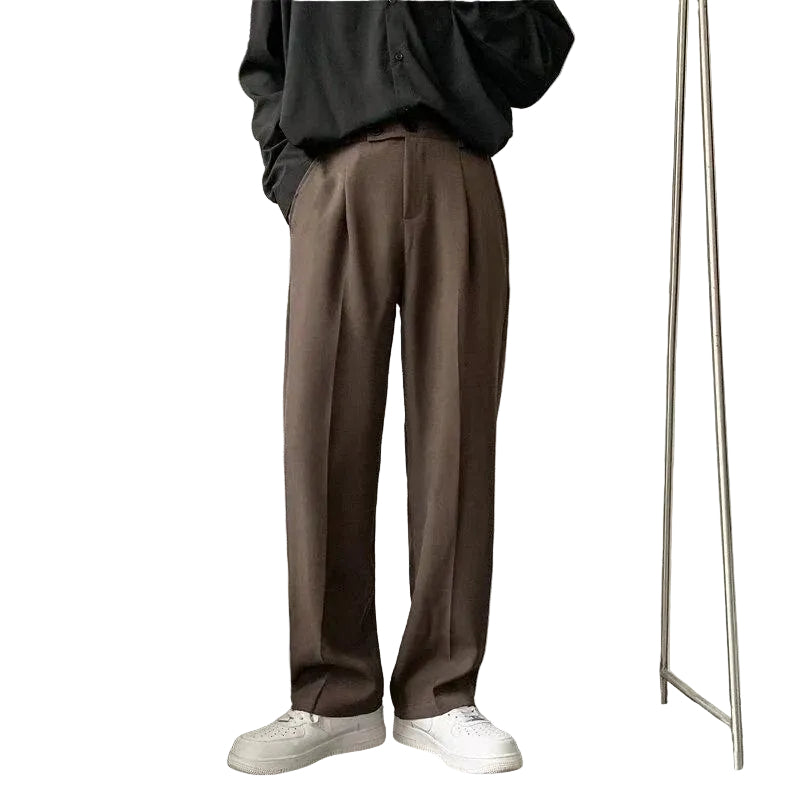 Men's Wide-Leg Trousers with Front Pleats