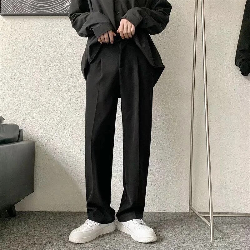 Men's Wide-Leg Trousers with Front Pleats