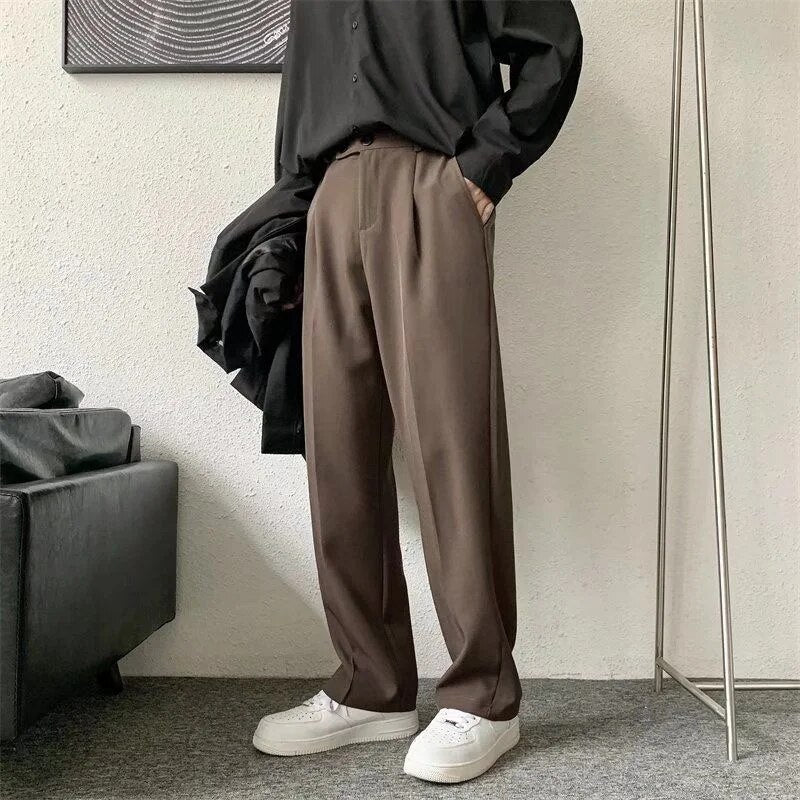 Men's Wide-Leg Trousers with Front Pleats