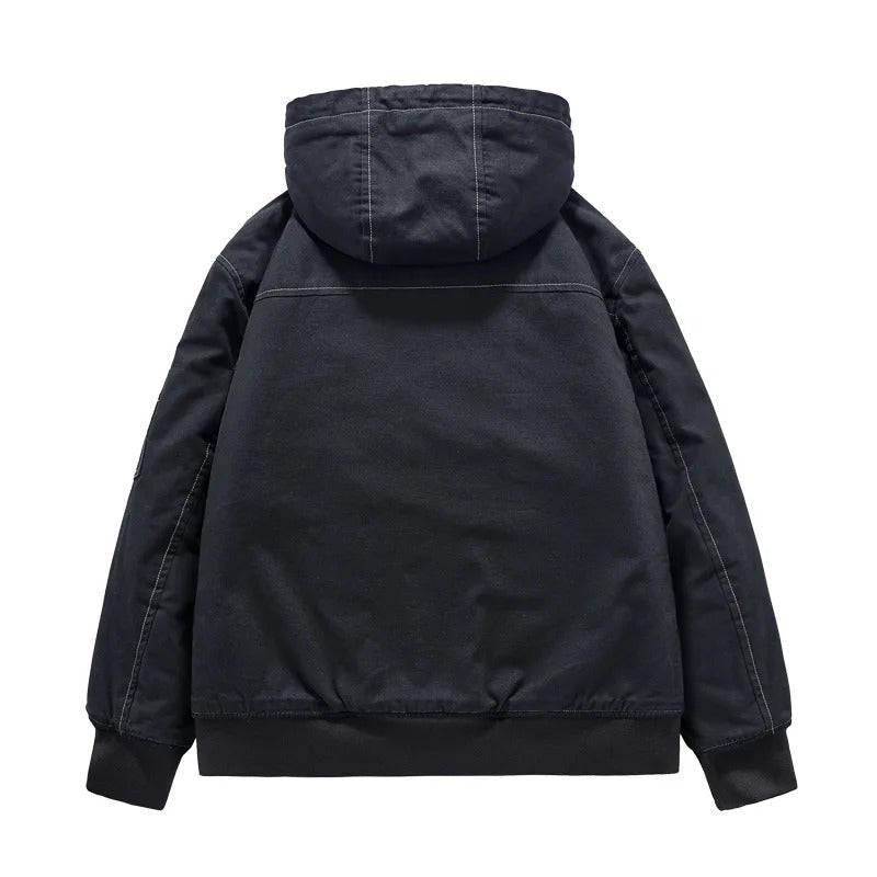Men's Zip and Snap Closure Jacket with Flap Pockets