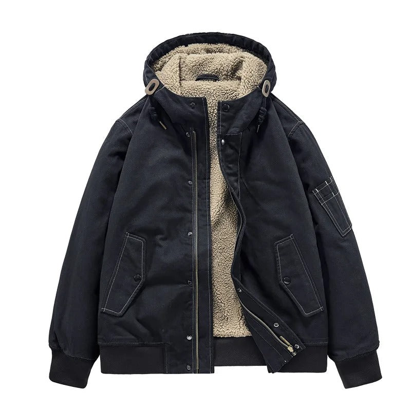 Men's Zip and Snap Closure Jacket with Flap Pockets