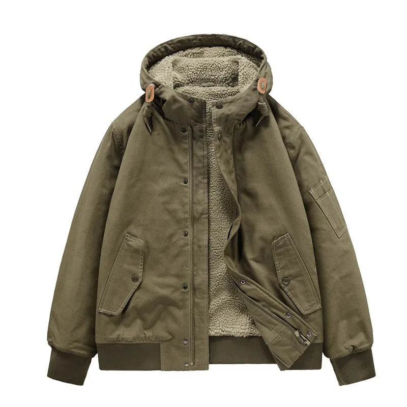 Men's Zip and Snap Closure Jacket with Flap Pockets