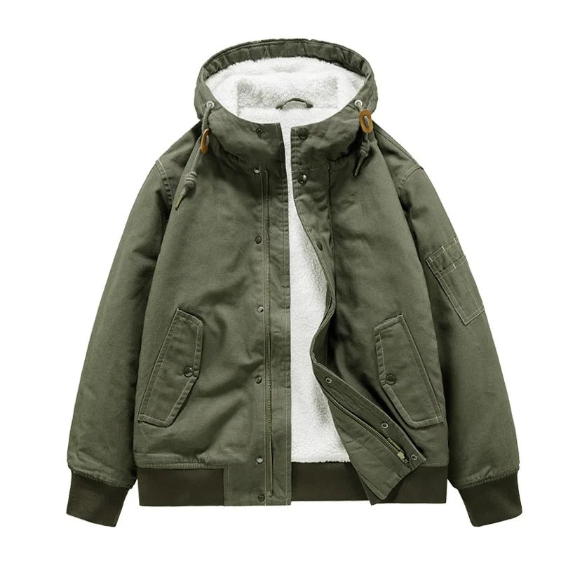Men's Zip and Snap Closure Jacket with Flap Pockets