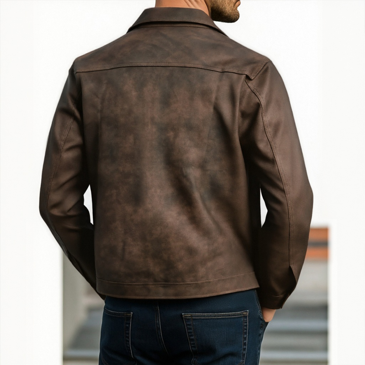 Shirt-Style Leather-Look Jacket