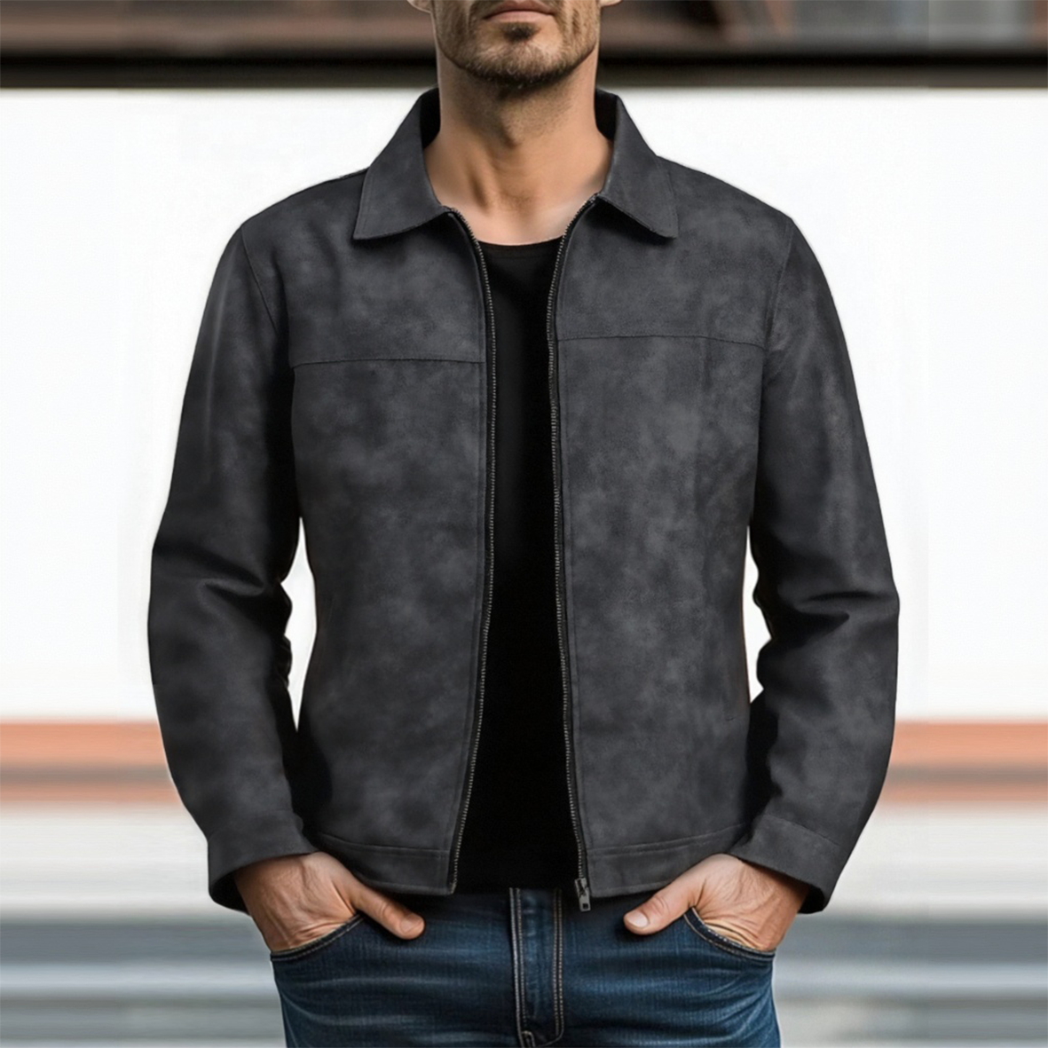 Shirt-Style Leather-Look Jacket